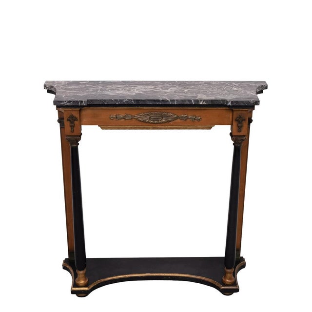 Empire Revival Italian Console Table with Black Marble Top, 1950s For Sale - Image 3 of 14