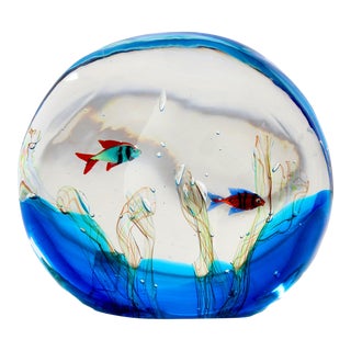 Licio Zantti Signed Murano Glass Fishbowl For Sale