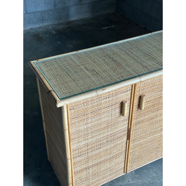 Wood 1980s Vintage British Colonial Style Bamboo and Cane Sideboard For Sale - Image 7 of 12