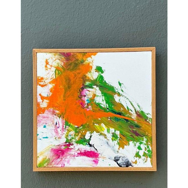 Wood Vintage Original Abstract Oil on Canvas For Sale - Image 7 of 12