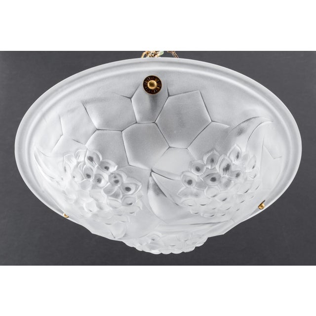 David Gueron Degue 1930s Pair of Art Deco Bowl Chandeliers With Floral Motifs For Sale - Image 4 of 10