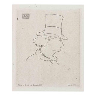 Edouard Manet, Baudelaire in Profile with Hat, 1869, Etching For Sale
