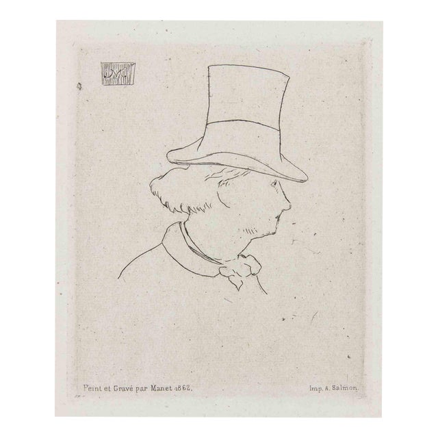 Edouard Manet, Baudelaire in Profile with Hat, 1869, Etching For Sale