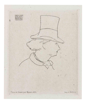 Edouard Manet, Baudelaire in Profile with Hat, 1869, Etching