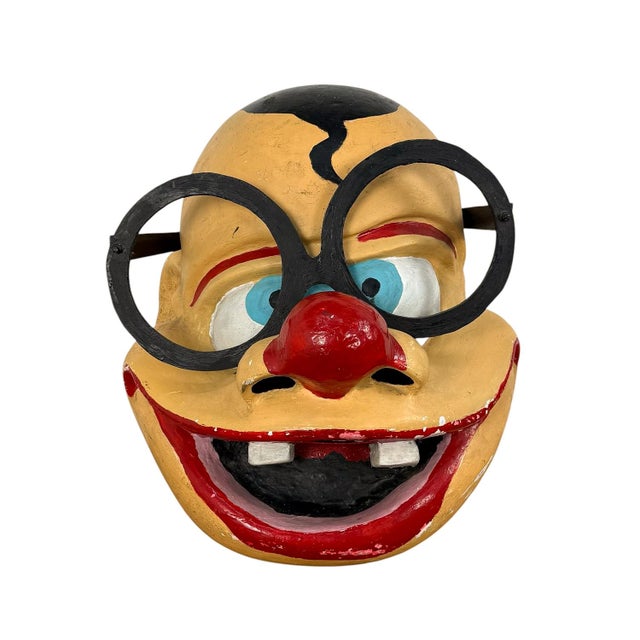 Large Vintage Carnival Clown Mask in Fiberglass, 1990s, in Good conditions. Designed 1990 to 1999
