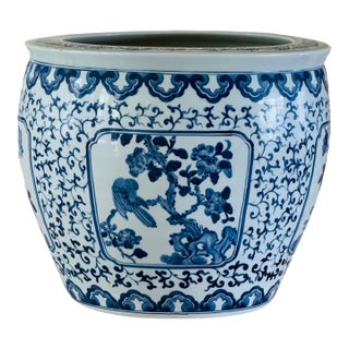 19th Century Chinese Blue and White Porcelain Jardiniere For Sale