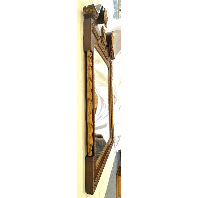 Antique English George II Solid Mahogany Mirror With Swan Neck Pediment and Shell Cartouche For Sale - Image 11 of 18