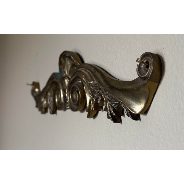 Brass 1970s Traditional Neoclassical Solid Brass Wall Accent Pediment For Sale - Image 8 of 11