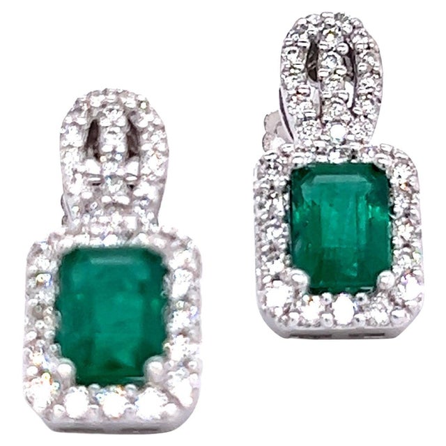 Natural Emerald Diamond Stud Earrings 14k Gold 2.74 TCW Certified $6,950 215406 This is a Unique Custom Made Glamorous...