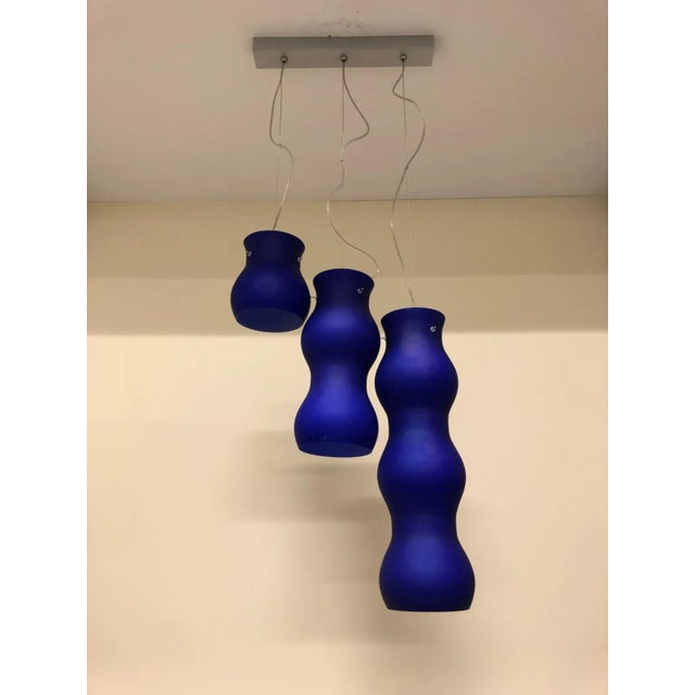 Mid-Century Modern 1990s Modern Murano Pendant Blue Glass For Sale - Image 3 of 13
