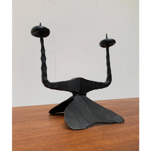 Mid-Century Brutalist Wrought Iron Candle Holder by David Palombo, 1960s For Sale - Image 13 of 18