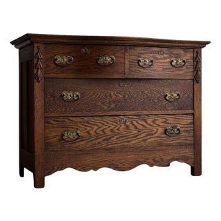 Antique Oak Serpentine Chest of Drawers, C. 1880 For Sale