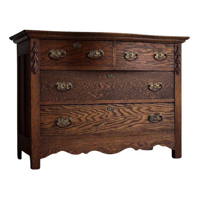 Antique Oak Serpentine Chest of Drawers, C. 1880 For Sale