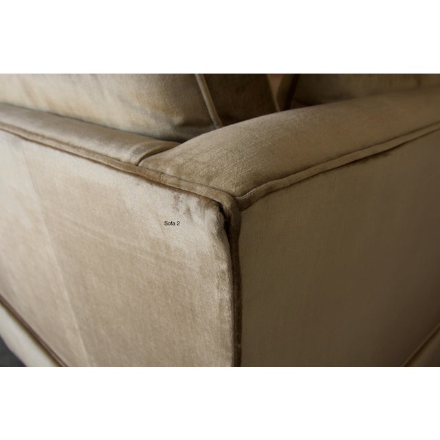 Late 20th Century Champagne Velvet Pair of Tuxedo Sofas by Sherrill, Made in Usa For Sale - Image 12 of 13