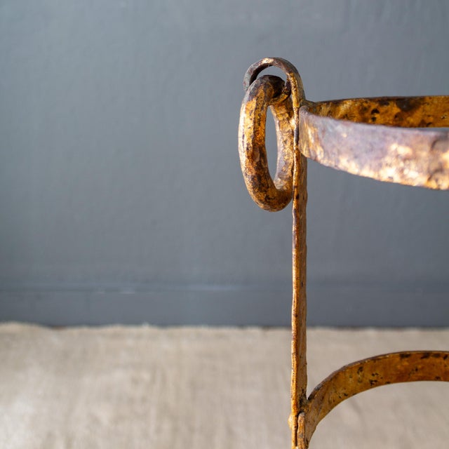 Neoclassical Umbrella Stand of Gilded and Hammered Iron on Footed Base For Sale - Image 18 of 18