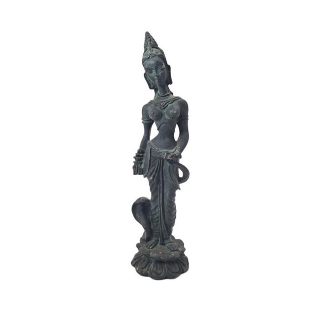 Vintage Southeast Asian Bronze Temple Dancer Sculpture on Lotus Base, 1970s For Sale - Image 12 of 12