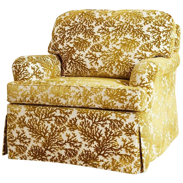 Kravet Sea Green Coral Velvet Upholstered Club Chair ...