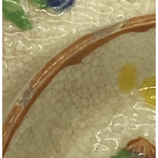 1940s Vintage Divided Ceramic Hand Painted Dish Plate Majolica Style K Maker’s Mark Japan 1940’s For Sale - Image 5 of 12