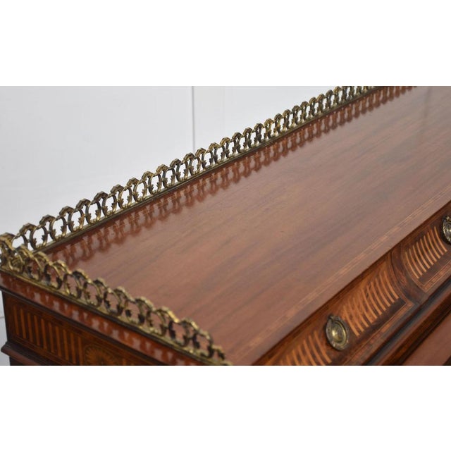 Sheraton Revival Marquetry Inlaid Cylinder Desk For Sale - Image 15 of 18