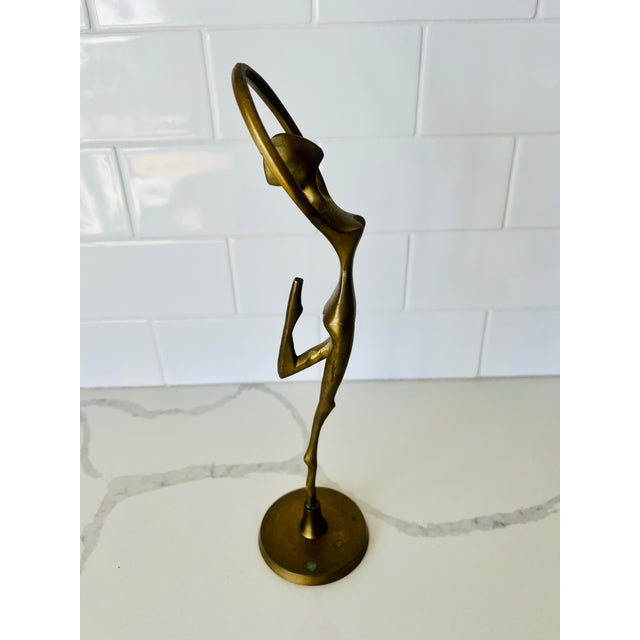 Mid-Century Modern Mid-Century Brass Dancing Figurines Statues- a Pair For Sale - Image 3 of 9