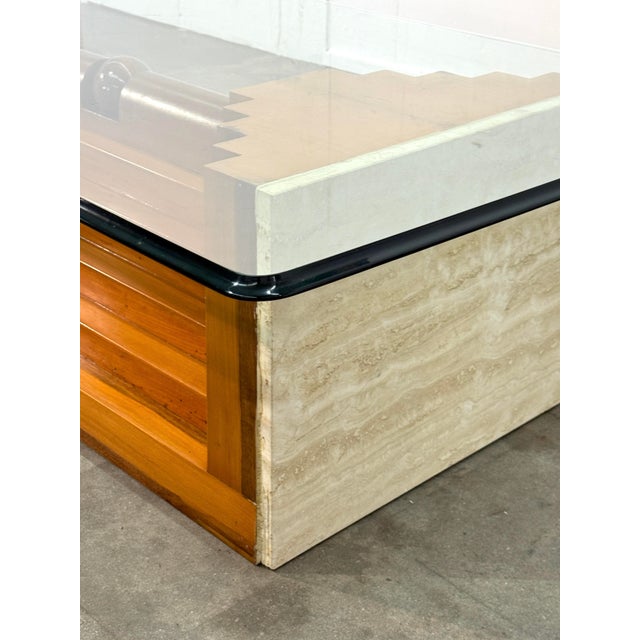 Italian Italian Modernist Wood and Glass Coffee Table With Sculptural Base, 1970s by Giuseppe Rivadossi For Sale - Image 3 of 8