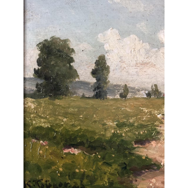 German Artist, Landscape Composition, Oil Painting on Panel, Framed For Sale - Image 6 of 15