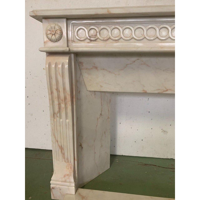 Louis XVI Style Fireplace in Pink Veined Marble, 1900s For Sale - Image 11 of 13