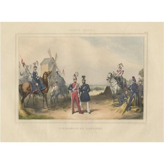 Paper After Madou, Belgium Army Regiment Near a Windmill, 1833, Hand-Colored Print For Sale - Image 7 of 7