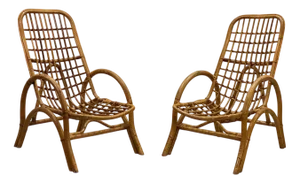 Set of Rattan and Bamboo Armchairs, 1970s