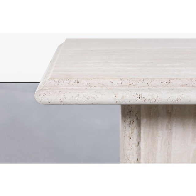 Metal Vintage Italian Modern Travertine Side Tables With Bullnose Edge, 1980s For Sale - Image 7 of 13