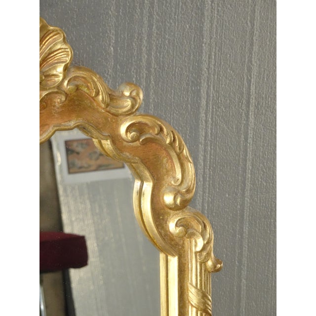 Vintage French Provincial Gold Syroco Style Wall Mantle Mirror For Sale - Image 10 of 16