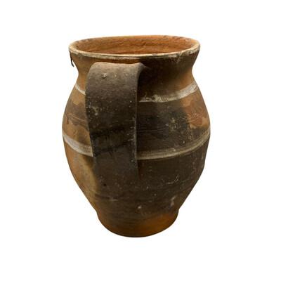 This antique one-handle terra cotta vessel from Hungary is a wonderful addition to any Farmhouse decor. The rustic pottery...