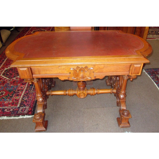 19th Century Renaissance Revival Desk Library Table For Sale - Image 4 of 12