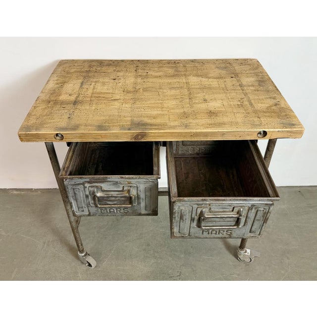 Vintage Industrial Worktable on Wheels, 1960s For Sale - Image 14 of 18