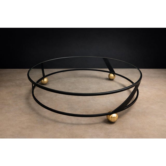 Brazilian Modern Round Coffee Table in Plated & Painted Metal With Glass Top, Brazil, 1960s For Sale - Image 13 of 13
