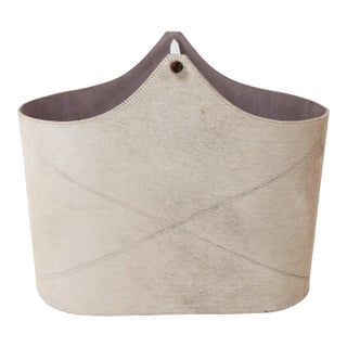 1970s Hair-on-Hide Basket – Gray For Sale