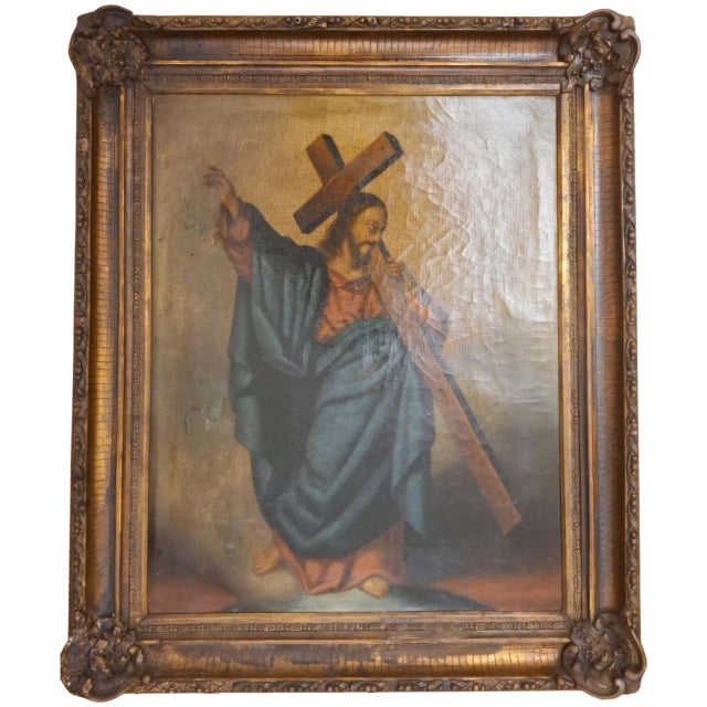 Christ Carrying the Cross, Oil on Canvas & Wood, Framed For Sale - Image 9 of 9