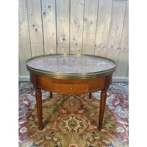 Louis XVI Style Bouillotte Coffee Table in Pink Marble For Sale - Image 5 of 5