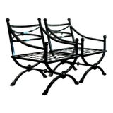 Vintage Regency Cast Aluminum Sloped Arm Lounge Chairs - A Pair For Sale