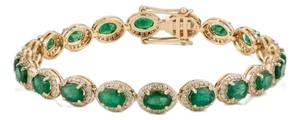 Luxury 8.55ct Emerald Diamond Halo Vintage Tennis Bracelet 18k Yellow Gold