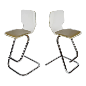 Luigi Bardini Late 20th Century Illuminating Lucite Barstools for Hill Manufacturing Set of 2