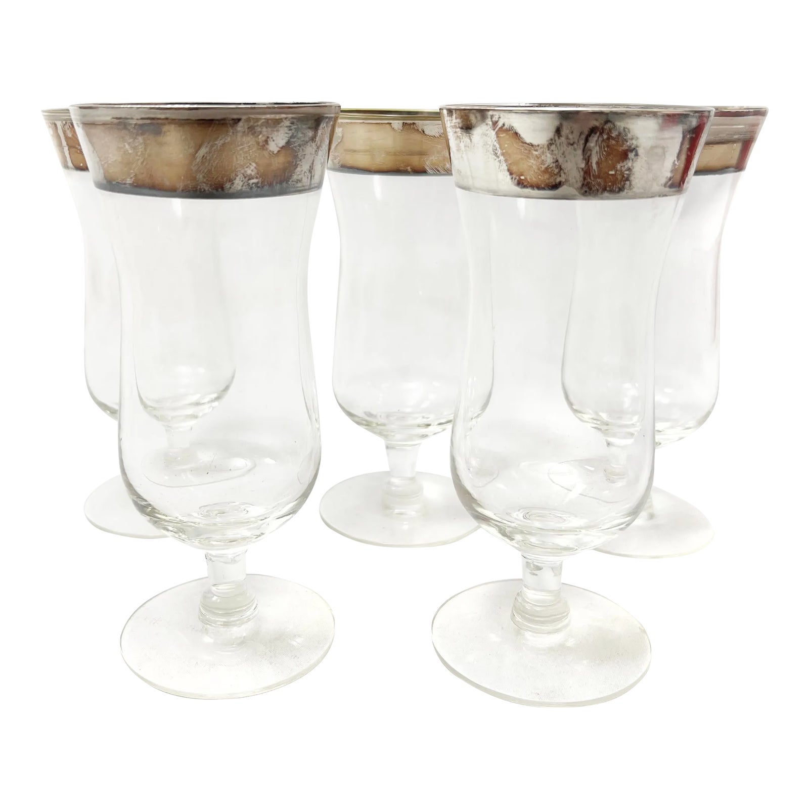 Mid Century Mod Dorothy Thorpe Silver Rim Parfait Goblets - 5 Pieces ...