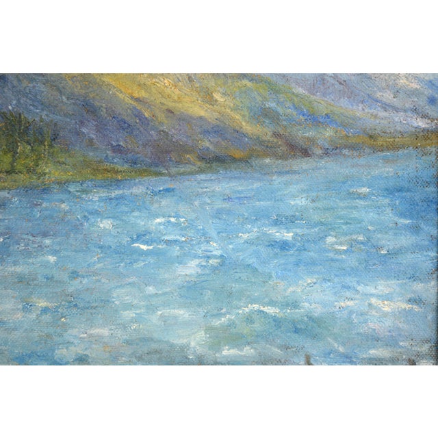 Hildegarde Hamilton by Island Mountains and Boats by the Coast, Mid 20th Century Landscape For Sale - Image 9 of 11