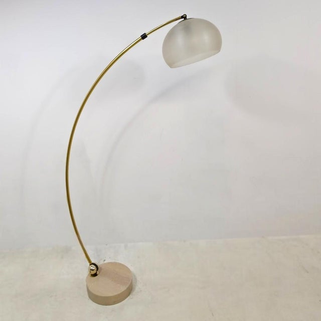 1970s Arc Floor Light in Brass and Travertine by Goffredo Reggiani, 1970s For Sale - Image 5 of 9