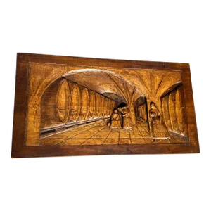 Late 19th Century Flat Solid Walnut Wood Carving