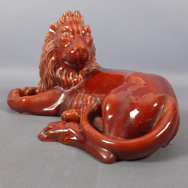 Up for sale is a spectacular majolica sculpture dating back to the 1950s, a splendid example of "Animalier" ceramic décor....