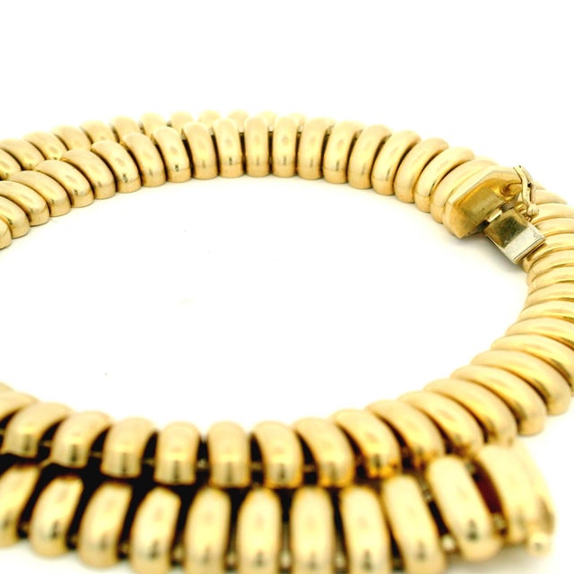 Vintage Italian 14k Gold Tubogas Collar Necklace, Circa 1975 For Sale - Image 9 of 13