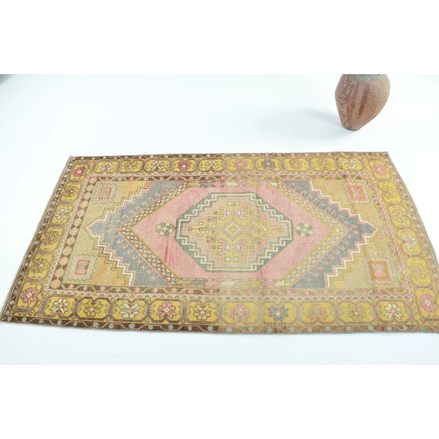 1960s Vintage Handmade Turkish Oushak Area Rug For Sale - Image 4 of 11