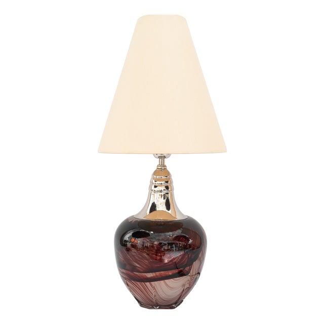 Murano Table Lamp with Fabric Shade, Italy, 1920s For Sale