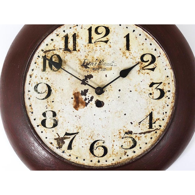 Metal Antique Public Iron Wall Clock with Hand-Painted Dial, 1920s For Sale - Image 7 of 18